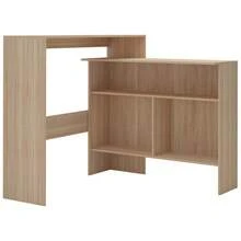 vidaXL Table de bar avec 2 dessus de table Chêne 130x40x120 cm - Tabac - Voir 2