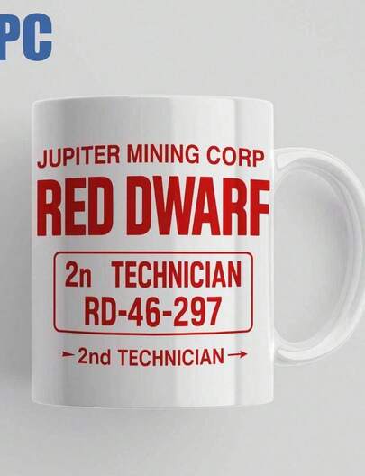 1 pieza Taza de merchandising de Red Dwarf - Diseño de Jupiter Mining Corp Taza de café de cerámica con asa - Regalo de cumpleaños, Navidad. Es un regalo personalizado y novedoso, una taza de agua adecuada tanto para hombres como para mujeres. Es muy adecuado para regalar en el Día de San Valentín, el Día de la Madre, el Día del Padre, el Día de Acción de Gracias, los cumpleaños y los aniversarios.