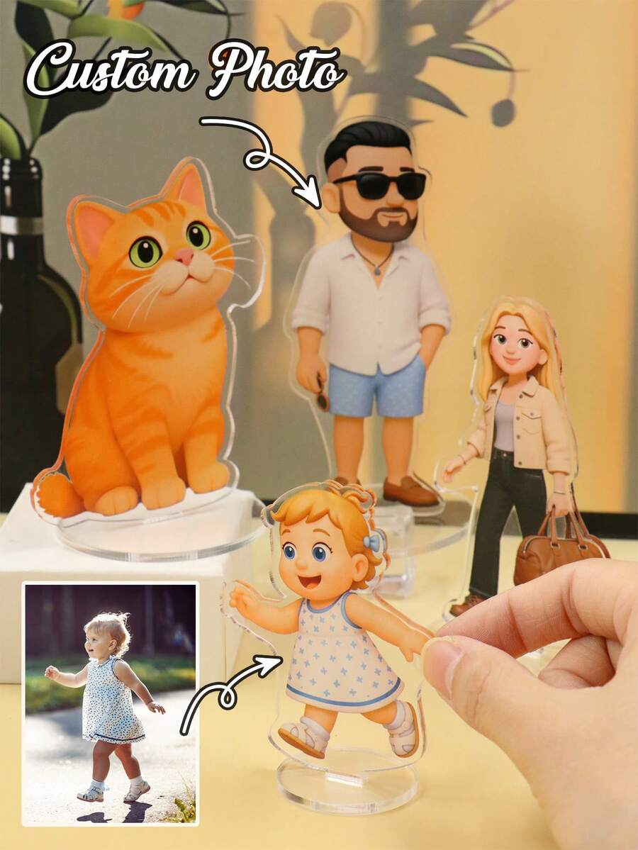 LICVIC صورة شخصية كرتونية مخصصة، ديكور هدية، صورة زوجين أو عائلة جميلة، صورة حيوان أليف مخصصة لمكتب المنزل، هدية تذكارية شخصية، عيد ميلاد، ذكرى، تخرج، ديكور غرفة، خيار تحميل صورة مخصصة، ديكور مكتبي - النمط أ - مشاهدة 1