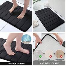 Timotech Tapete de Bao Antideslizante, Suave y Duradero, Absorbe al Agua, Alfombra para Bao de Espuma elstica con Forro Trasero de Goma, Tapete para Cocina y Bao (32x20, Negro) - 1'1" x 8" (rectangular) + negro 1 - Ver 1