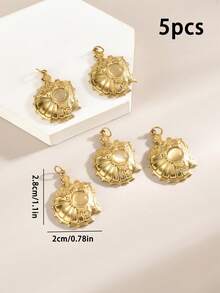 5 pièces Pendentifs en acier inoxydable et résine avec motifs animaux, coquillages, ananas, éléphant. Accessoires pour bracelets, colliers, bijoux de couple. - Pendentif en acier inoxydable et résine. - Voir 6