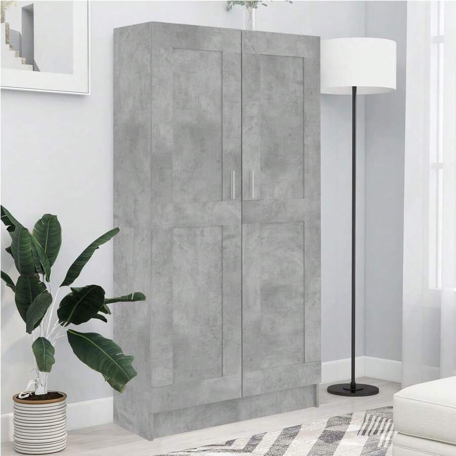 vidaXL Biblioteca cinza beton 82,5x30,5x150 cm Bois d'ingénierie - Cinza - Ver 1