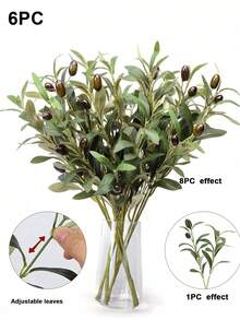 12/6/3/1 件装人造橄榄枝带果实，绿色橄榄叶植物茎蔓，仿真花瓶植物，绿色橄榄叶植物茎房间装饰，春季家居办公室室内装饰，生日派对婚礼家居节日装饰 - 綠色 - 查看 14