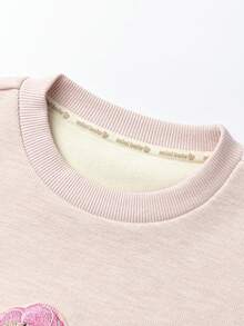 mini bala Unisex Young Girl Fleece-Lined Sweatshirt Cute Art Graphic Cozy Winter New Year Pullover Top - Pink - View 6