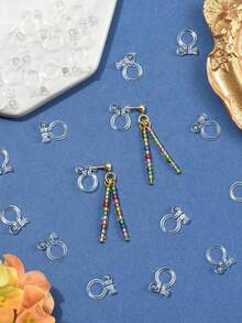 30个树脂夹式耳环配件，透明，11x7x3毫米 - 無色 - 查看 5