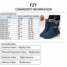 FZY 2026 Winter New Women's Mid-Calf Boots. Lightweight Cotton Upper, Linen Trim, Round Toe Design, Comfortable And Soft, Warm Winter Short Outdoor/Indoor Flat Shoes, Mid-Foot Length Stylish Boots, Platform Wedge Heel, Fashionable And Versatile, Eye-Catching Mid-Calf Boots, Women's Winter Warm Hiking Boots,The Essential Fashion Item For Attending A Wedding - Cowgirl Boots - Màu xanh lam - Xem 3