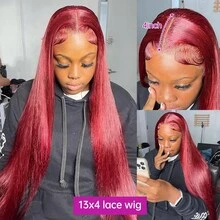 PQL Long Straight Human Blended Hair Wigs 180% Density 13x6 13x4 Lace Front Wigs Human Blended Hair For Women 13x6 13x4 Lace Frontal Closure Striaght Wigs Pre Plucked Tiny Knots Natural Hairline With Baby Hair 8-34 Inches Glueless Wigs Human Blended Hair - SBUG - View 4