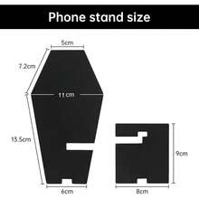 Mobile Phone Stand, Desktop Phone Holder, Slouchy Portable Phone Stand, Tablet Stand, Wooden Phone Stand, Gothic Style Phone Display Rack - Black - View 6