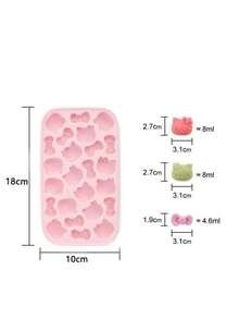 Sanrio Molde de silicona para cubitos de hielo con tapa de Hello Kitty - Diseño lindo de gato de dibujos animados y lazo, molde de hielo flexible DIY para hacer postres divertidos, cubitos de hielo rosas, adecuado para vacaciones y ocasiones especiales (el molde de hielo viene con pegatinas, se requiere pegarlas manualmente, patrón aleatorio, solo un patrón por caja)