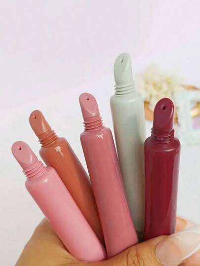 10ml Reusable Squeeze Lip Tubes - Stylish Multi-Color Flat Cap Plastic Lip Tubes, DIY Beauty Tool Set With Caps , Portable Travel Refill Accessories, Beauty Refill Kits | Stylish Lip Tubes | Plastic Construction, Lip Gloss Tubs