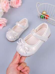 1 Pair Fashionable Cute Flat Shoes For Baby Girls, Infant Bowknot Shoes, All Season - White - View 6