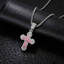 1 pezzo Collana da uomo con pendente a croce in lega di zinco stile hip hop, gioiello europeo e americano, accessorio adatto per una dichiarazione di moda - Attraverso - Visualizzare 15