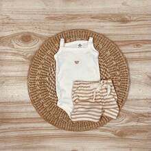 Conjunto 2 pçs bebê Body Regata e Shorts Enxoval menina - 2 Ursinho Fem BG/L - Visão 1