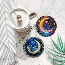 6pcs Arabic Coffee Cup Coaster Set - Arabic Calligraphy Teapot Themed Design, Wooden Drink Coasters Suitable For Coffee & Tea Cups, Arabic Style Holiday Decor, Home & Restaurant Table Decoration, Ideal Holiday Gift - Multicolor - View 4