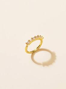 SZPR 1pc Copper & Cubic Zirconia Decor Luxury & Simple Nose Ring For Women Party Gift Copper Jewelry - 銀色 - 查看 3