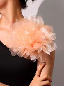 Ghim cài áo hình hoa lớn, thanh lịch, kiểu dáng retro, màu trơn, làm từ vải chiffon, kích thước 23cm, thích hợp để trang trí váy dạ hội, vest, váy cưới hoặc bikini. - Nhiều màu - Xem 6