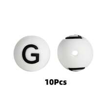 10/26pcs 15mm Silicone Letter Beads A-Z, DIY Bracelet Necklace Pacifier Chain Accessories - White - View 33