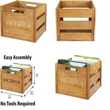 Victrola Caja de Madera para Discos de Vinilo, Rstico, Marrn, 14x13.25x11.75 Pulgadas, 5 Libras - roble - Ver 1