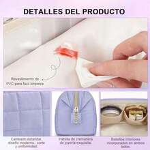 Travel Makeup Bag, Large Cosmetic Organizer, Waterproof Portable Toiletry Bag for Women (Purple) - como en la foto - Ver 3
