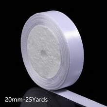 10-38毫米优雅白色缎带 - 25码，涤纶工艺胶带，适用于礼品包装和蛋糕装饰 - 白色 - 查看 7
