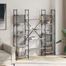 Bibliothèque vidaXL sonoma gris 155,5 x 24 x 166,5 cm, fabrication en bois - Gris - Voir 3