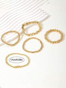 1 Set Minimalist Faux Pearl Jewelry Set, Geometric Beaded Bracelet - Bracelet - View 4