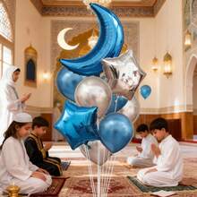 一套10个开斋节月亮星星漂浮气球装饰套装，派对背景墙装饰 - 彩色 - 查看 6