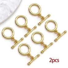 2pcs Real 18K Gold Plated OT Toggle Clasp Toggle Jewelry Clasps Oval Rings T Bar Links For Jewelry Making Supplies DIY Necklace Bracelet Crafts Women - Gold - View 11