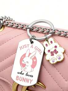 1个可爱兔子钥匙扣，适合兔子爱好者，复活节可爱兔子钥匙扣礼物，送给兔妈妈、青少年等趣味十足的礼物 - 彩色 - 查看 8