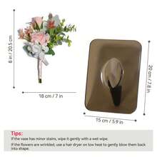 双用途人造花卉摆件，亚克力底座，适用于婚礼和桌面装饰，持久耐用，两种颜色可选：透明/黑色底座 - 黑色 - 查看 8