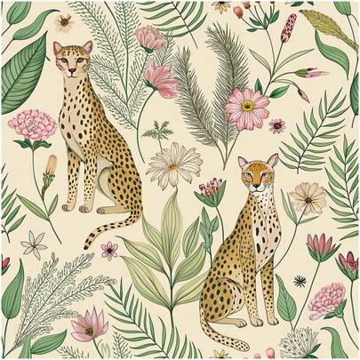 1 Roll Of Sweet Plant Flower Leopard Wallpaper, Exquisite Interior Decoration Film, Suitable For Decorating Wallpaper In Living Rooms And Bedrooms, Various Room Wall Decoration Wallpapers, Cabinet Wall Renovation, Easy To Install, Handmade Craft Film