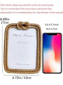 Elegant Gold Rope Knot Photo Frame Set - Vintage Round And Rectangular Decorative Frames, Suitable For Bedroom Vanity, Living Room Tabletop, Wedding/Birthday Gift, Exquisite Twisted Design Photo Display, Fits 4x6/5x7 Photos, Fashionable Home Decor Accent - Multicolor - View 13