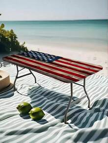 1 Peça Toalha de Mesa Lavável para Uso Externo com Bordas Elásticas - Poliéster Durável, Retangular, Cores Vibrantes (Design de Bandeira Americana) - Ótimo para Acampamento, Piqueniques e Festas no Jardim, Uso Interno/Externo, Acessório de Piquenique - Multicolorido - Visão 10