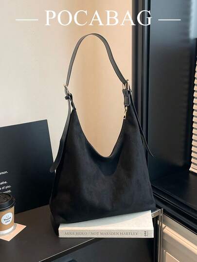 2026 New Fashion Solid Color Commuter Tote Bag, Minimalist Niche Design Underarm Bag, Stylish Large Capacity Shoulder Bag