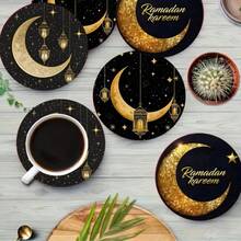 6pcs Arabic Coffee Cup Coaster Set - Arabic Calligraphy Teapot Themed Design, Wooden Drink Coasters Suitable For Coffee & Tea Cups, Arabic Style Holiday Decor, Home & Restaurant Table Decoration, Ideal Holiday Gift - Multicolor - View 9