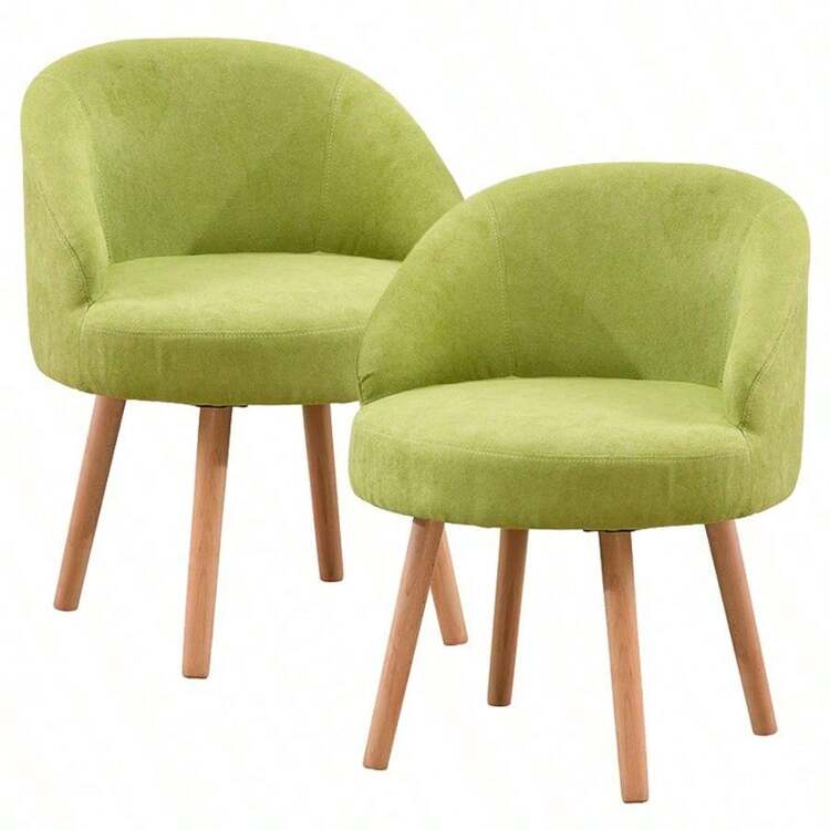 Set Of 2 Small Accent Tub Chairs Occasional Lounge Sofa For Living Room Bedroom, Upholstered Fabric With Solid Wood Legs - Set Of 2 Blue - View 4