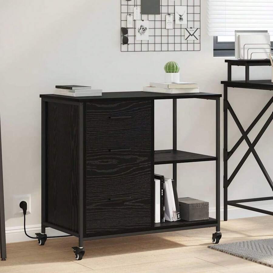 Mobile vidaXL con stazione di ricarica Chêne nero 76 x 41 x 72 cm - nero - Visualizzare 1