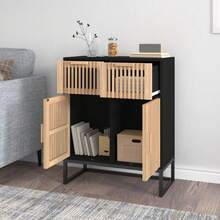 Buffet vidaXL noir 60x30x75 cm en bois massif - Noir - Voir 3