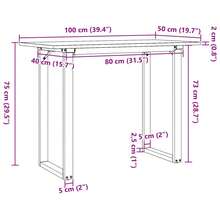 vidaXL Tavolo da mangiatoia quadro in O 100x50x75 cm in legno di pin massiccio d'acciaio - Castano - Visualizzare 10
