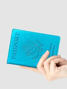 Functional PU Leather Passport Holder For Women And Men, Travel Wallet Cover With Card Storage For Weekend Trips And Gifts - 藍色 - 查看 4