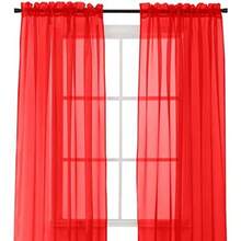 Elegant Comfort® 2-Piece Sheer Panel with 2inch Rod Pocket - Window Curtains 60-Inch Width X 84-Inch Length - Red(152.4An x 213.4Al cm (2 Paneles) Rojo) - Multicolor - Ver 2