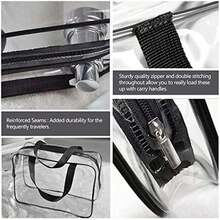 Bolso cosmético transparente de Almacenamiento del artículo de tocador del recorrido del aire de la bolsa de cosméticos, cubos resistentes al agua del embalaje con el cierre de cremallera y asas que llevan para los hombres del bebé de las mujeres, caja del cepillo del maquillaje (3 Pcs) (Negro) - como en la foto - Ver 5