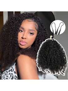 EAYON HAIR Tight Curly Crochet Human Hair Extensions Feather Line Crochet Hair Pre-Seperated Knotless Human Crochet Hair Multi-Textured Kinky Curly Human Hair Natural Color 14-22 Inch 100 Strands - 自然色 - 查看 17