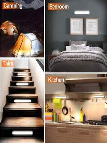 1 Piece Of 10/20/30/50cm USB White LED Cabinet Light With Motion Sensor, Very Suitable For Cabinets, Wardrobes, Corridors, Kitchens, Cars And Other Occasions, Wireless Motion Sensor LED Light Strip, Rechargeable Magnetic Night Light - White - View 11