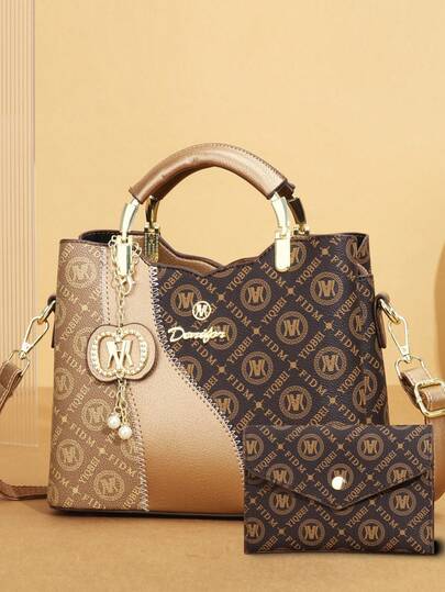 Este año, el popular set de 3 piezas de bolso para madre e hija, bolso casual de mujer de gran capacidad y estilo clásico, bolso de mujer elegante de jacquard de alta gama