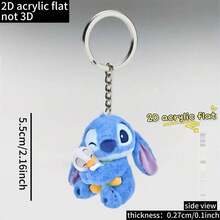 3/5pcs Random Disney Stitch Angel Cartoon Blue Stitch Keychain Pendant Bag Charm, Cute Birthday Gift, High Quality - Multicolor - View 6