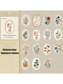 Bộ 45 miếng dán họa tiết hoa huyền bí, phong cách cổ điển trang nhã, dùng để niêm phong, trang trí sổ lưu niệm và sổ tay, dán trang trí khung ảnh, dán trang trí ốp lưng điện thoại và laptop, dán trang trí bình nước, dán trang trí tạp chí cũ, dán trang trí hộp bút chì, dán trang trí bàn làm việc, dán trang trí mùa tựu trường, đồ dùng học tập. - Nhiều màu - Xem 12