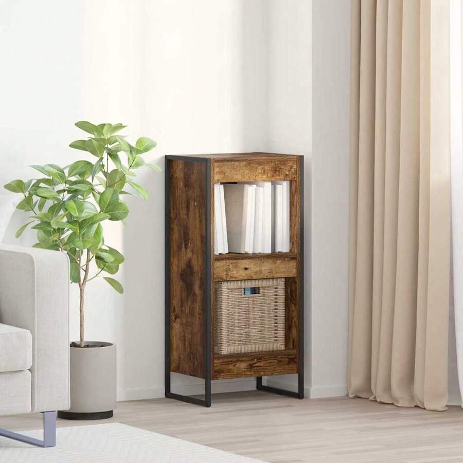 vidaXL Bücherregal, geräucherte Eiche, 80 x 30 x 155 cm, Holzwerkstoff - Braun - Übersicht 1