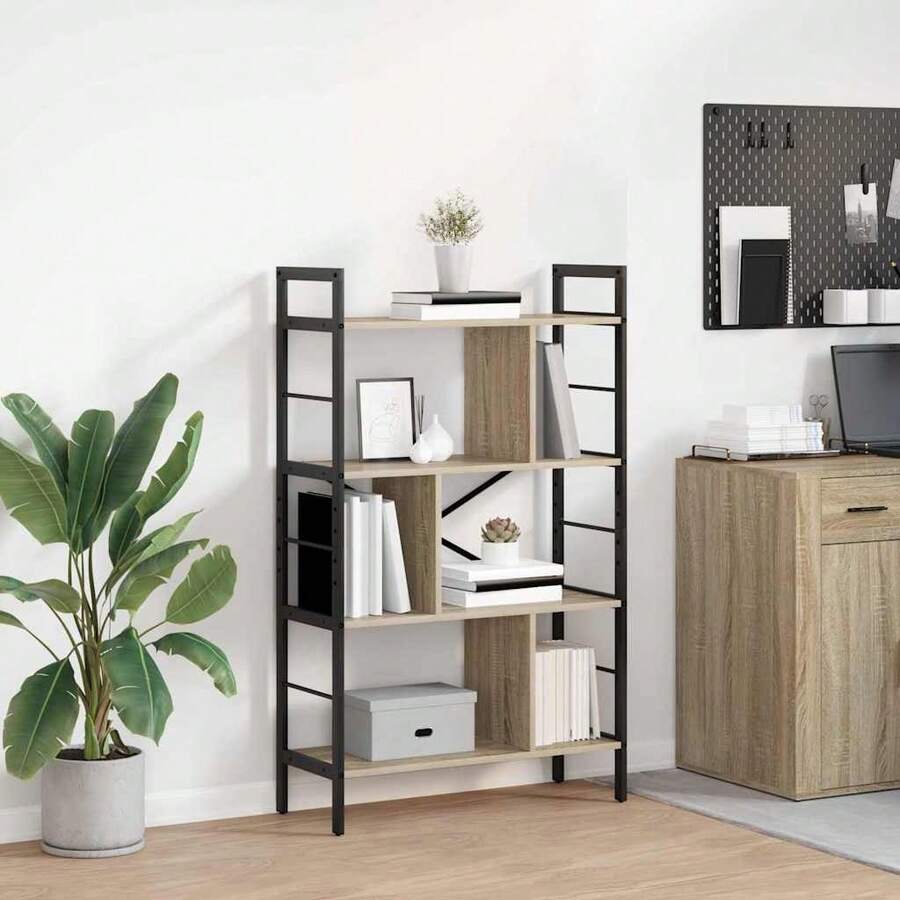vidaXL Étagère Chêne Sonoma 75 x 30 x 123,5 cm Bois d'ingénierie - Castanho - Ver 1