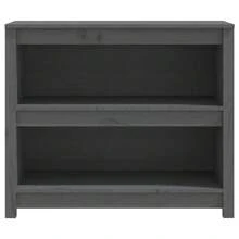 vidaXL Bücherregal Grau 80x35x68 cm Massives Kiefernholz - Grau - Übersicht 5